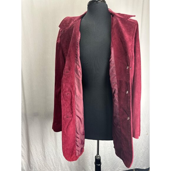 Berry Colored Suede Jacket-sz L - Picture 8 of 10